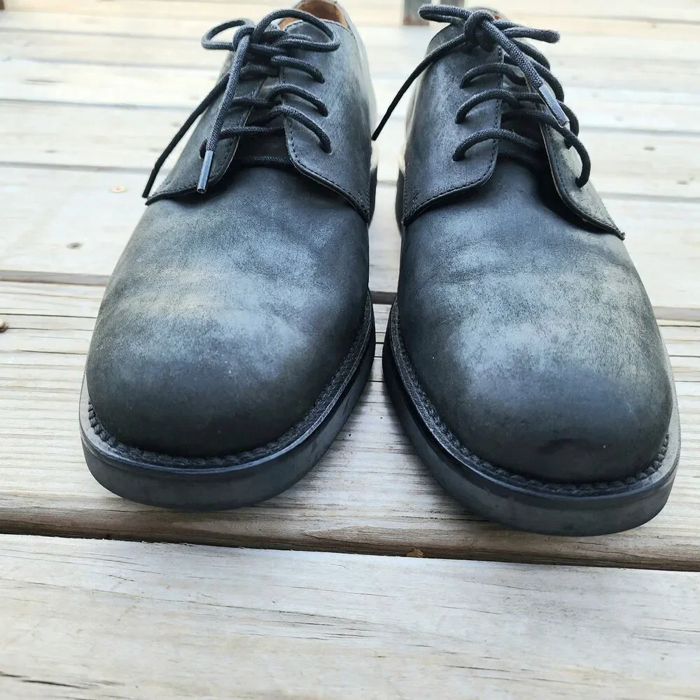 Lands End Men's 81148 Black Lace Up Oxford Cushioned Insole Dress Suede Shoe 10D
